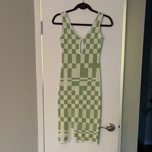 Green and White Checkered Dress